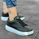 Women's Chunky Full Mesh Sneakers in Black and White (5)