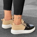 Women's Chunky Sneakers with Zippers in Cream and Black (3)