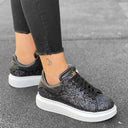 Women's Chunky Crystal Sneakers in Black (4)