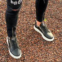 Chunky Sneakers Designer Zipper Shoes Black-White