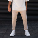 Men's Comfort Fit Pants With Side Stripes In Beige (3)