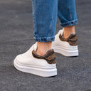 Women’s Chunky Sneakers with Crown in White and Snake Skin (6)