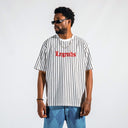 Men's Line Detail Applique Embroidered Oversized White T-shirt (8)