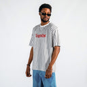 Men's Line Detail Applique Embroidered Oversized White T-shirt (9)