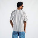 Men's Line Detail Applique Embroidered Oversized White T-shirt (12)