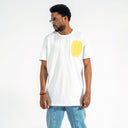 Men's Yellow Text Printed Oversized White T-shirt (10)