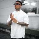 Men's Oversized Back Screen Printed White Heavy T-Shirt (14)