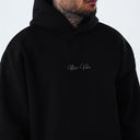 Men's Oversized Signature Detail Black Cordless Hoodie (10)