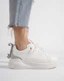 Highrise Women's Suede Belted Shoes in White (3)