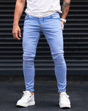 Casual Washed Slim Fit Jeans in Ice Blue