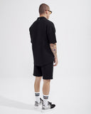 Men’s Waffle Tracksuit Set with Shorts in Midnight Black (5)