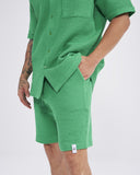Men’s Waffle Tracksuit Set with Shorts in Green Teal (2)