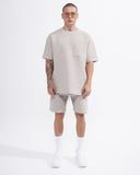 Men’s Waffle Tracksuit Set with Shorts in Light Grey