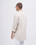 Men’s Oversized Vertical Striped Linen Shirt in Cream (4)