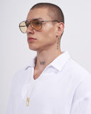 Men’s Oversized Linen Fabric Shirt with V-Neck in White (2)