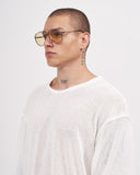 Men's Loose Linen Mesh Half Sleeve T-shirt in White (2)