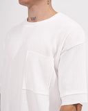 Men’s Oversized Waffle T-shirt with Pocket Detail in White (2)