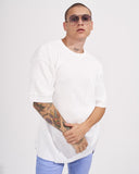 Men’s Oversized Waffle T-shirt with Pocket Detail in White (5)