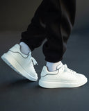 Men's Chunky Sneakers Black Line Shoes White (6)