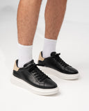 V-Harmony Men's Black and White Shoes with Beige Suede Heel Tab (5)