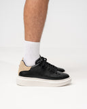 V-Harmony Men's Black and White Shoes with Beige Suede Heel Tab (6)