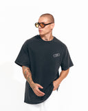 ‘’OK’’ Men's Oversized Embroidered Vintage T-shirt in Black (7)