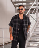 Men's Woven Sile Fabric Oversized Black Shirt (2)