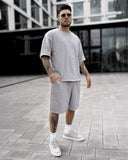 Men's Oversized Thick Fabric Gray Shorts Suit