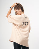 ‘777’ Women’s Oversized Beige T-shirt with 3D Print (3)