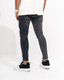 Men’s Skinny Fit Vintage and Ripped Anthracite Jeans (3)