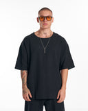 Men’s Twill Short Tracksuit with Pocket Detail in Black (2)