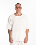 Men's Oversized Linen Shorts Set White (4)