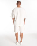 Men's Oversized Linen Shorts Set White (8)