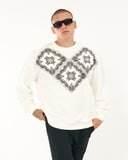 Men's Oversize Basic Sweatshirt Ethnic Designer White