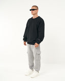 Men's Oversized Basic Collar Black Sweatshirt (4)