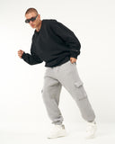 Men's Oversized Basic Collar Black Sweatshirt (6)