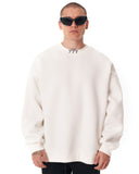 '777' Oversized Designer White Sweatshirt with 3D Rubber Printed