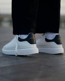 Men’s Crowned High Sole Sneakers Shoes White-Black