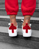 Bobe Suede Belted New Sneakers White Red (3)