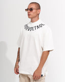 Men's Oversized Collar Screen Printed White Heavy T-Shirt (2)