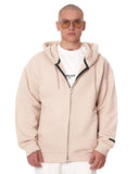 Men's Beige Oversized Hoodie with Zipper
