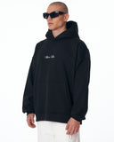 Men's Oversized Signature Detail Black Cordless Hoodie (2)