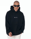 Men's Oversized Signature Detail Black Cordless Hoodie (7)