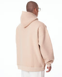 Men's Oversized Signature Detail Beige Cordless Hoodie (5)