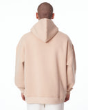 Men's Oversized Signature Detail Beige Cordless Hoodie (6)