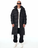 Oversized Long Black Puffer Coat with High Collar