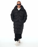 Oversized Long Black Puffer Coat with High Collar (6)