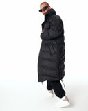 Oversized Long Black Puffer Coat with High Collar (7)