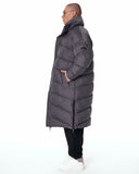 Oversized Long Gray Puffer Coat with High Collar (2)