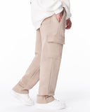 Men's Fleece Beige Cargo Sweatpants